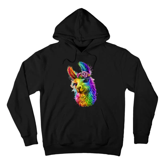 Cute Llama Mom For Llama Lovers Colorful Art Llama Tall Hoodie