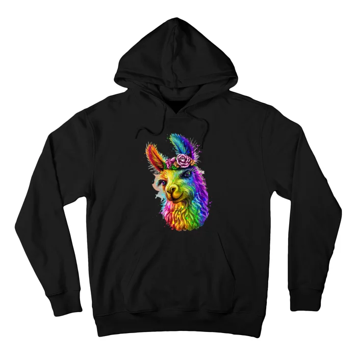 Cute Llama Mom For Llama Lovers Colorful Art Llama Min Hoodie