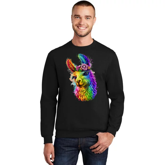 Cute Llama Mom For Llama Lovers Colorful Art Llama Min Sweatshirt