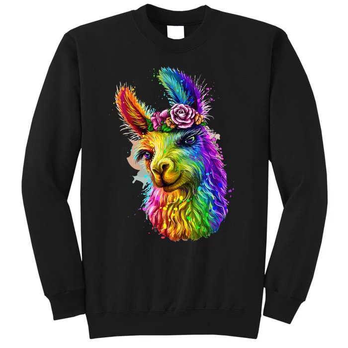 Cute Llama Mom For Llama Lovers Colorful Art Llama Min Sweatshirt