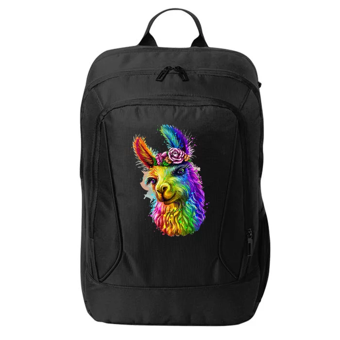 Cute Llama Mom For Llama Lovers Colorful Art Llama Min City Backpack