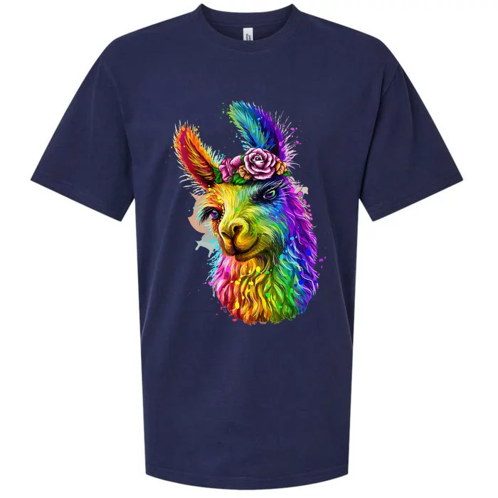 Cute Llama Mom For Llama Lovers Colorful Art Llama Min Sueded Cloud Jersey T-Shirt