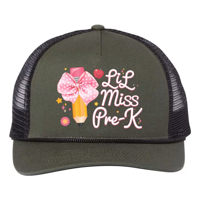 Cute Lil Miss Pre K Pre School New School Year Retro Rope Trucker Hat Cap