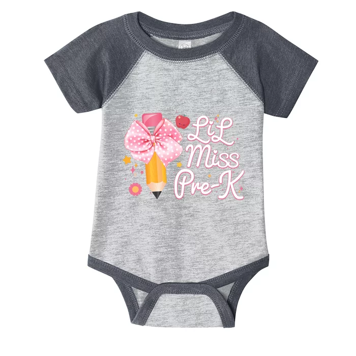 Cute Lil Miss Pre K Pre School New School Year Infant Baby Jersey Bodysuit