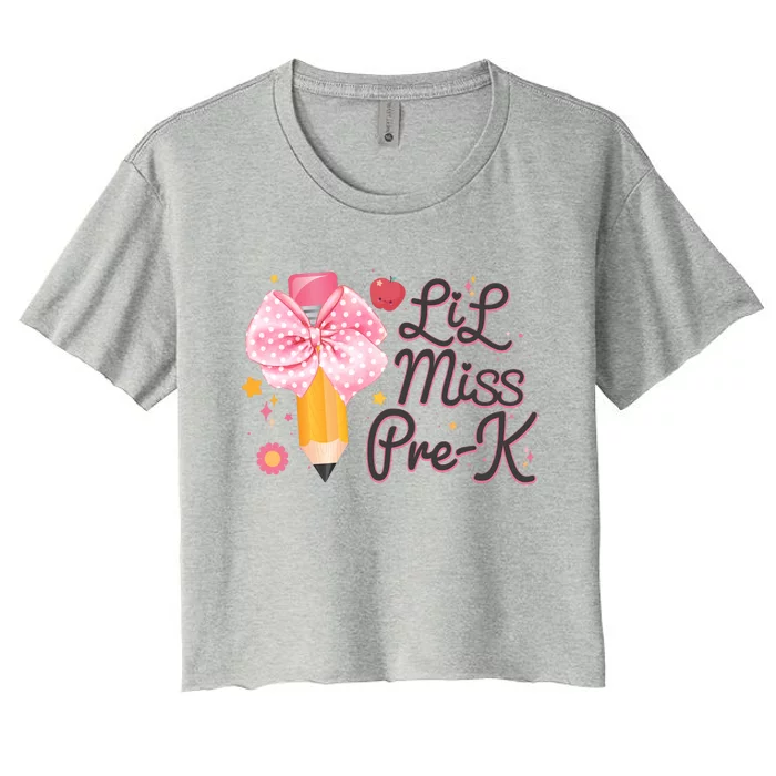 Cute Lil Miss Pre K Pre School New School Year Women's Crop Top Tee