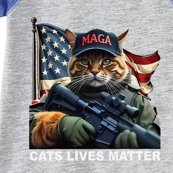 Cats Lives Matter Funny Trump 2024 Cat Maga Gift Infant Baby Jersey Bodysuit