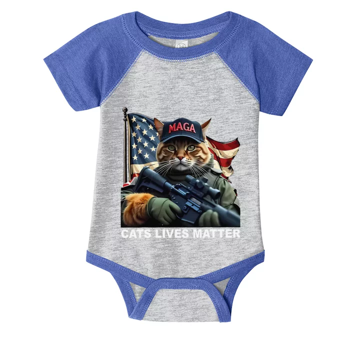 Cats Lives Matter Funny Trump 2024 Cat Maga Gift Infant Baby Jersey Bodysuit