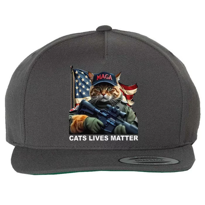 Cats Lives Matter Funny Trump 2024 Cat Maga Gift Wool Snapback Cap