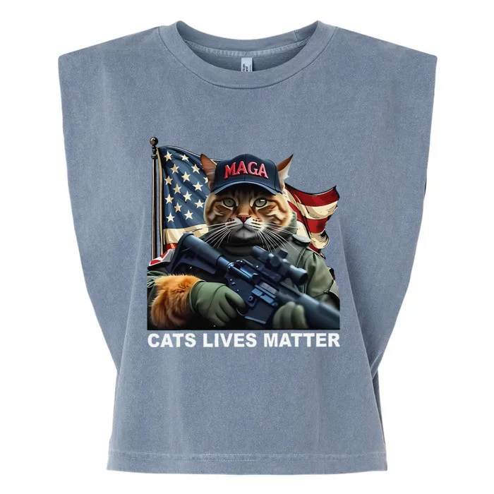 Cats Lives Matter Funny Trump 2024 Cat Maga Gift Garment-Dyed Women's Muscle Tee