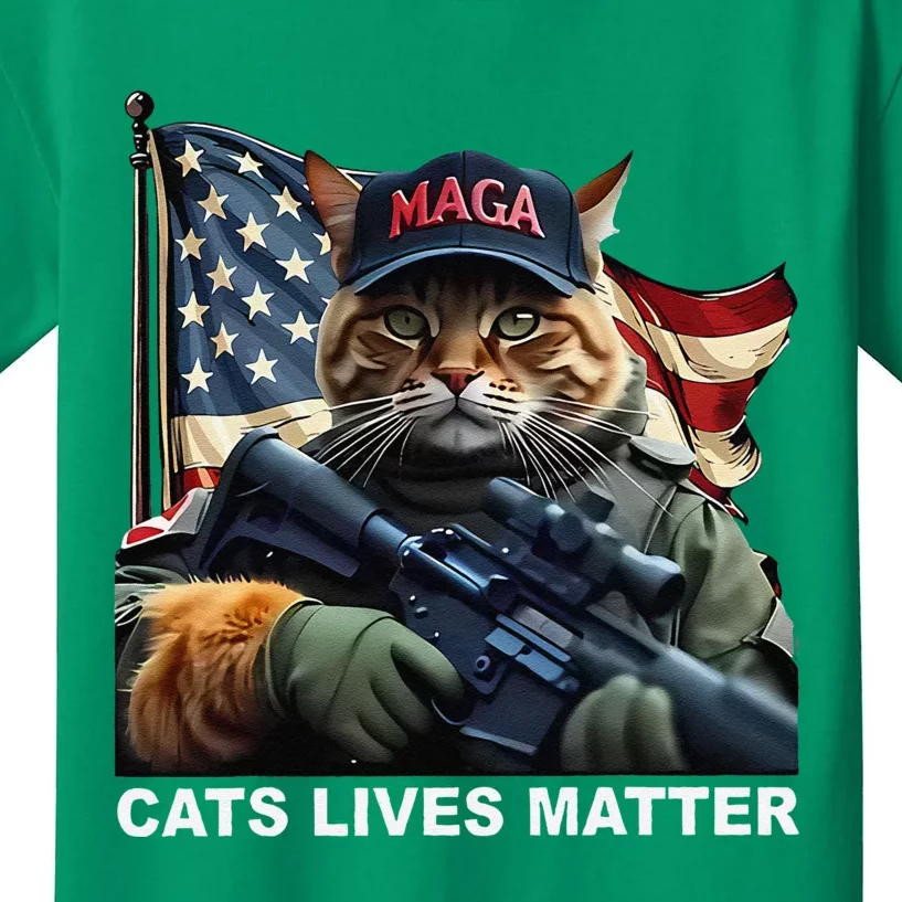 Cats Lives Matter Funny Trump 2024 Cat Maga Gift Kids T-Shirt