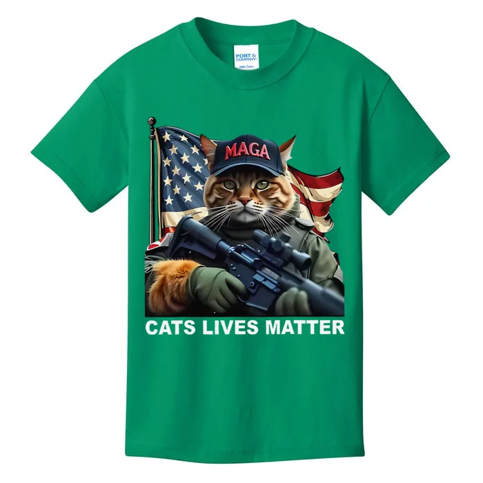 Cats Lives Matter Funny Trump 2024 Cat Maga Gift Kids T-Shirt