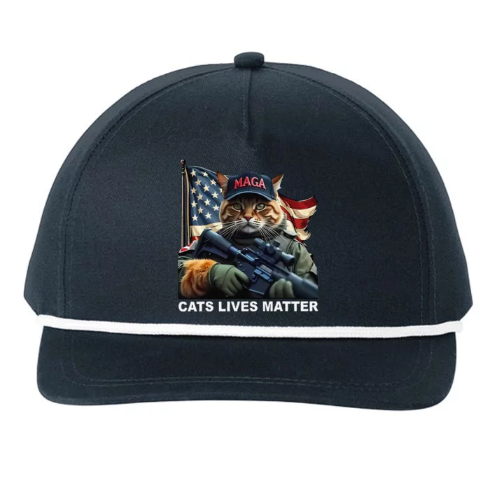 Cats Lives Matter Funny Trump 2024 Cat Maga Gift Snapback Five-Panel Rope Hat