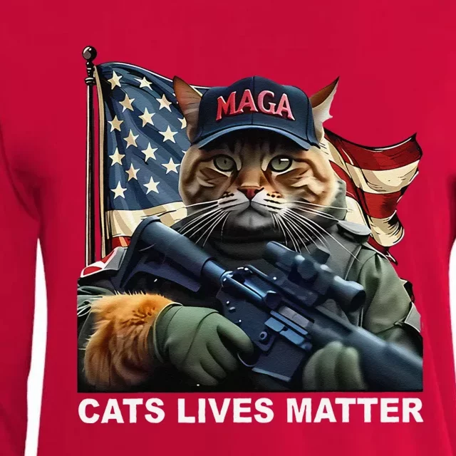 Cats Lives Matter Funny Trump 2024 Cat Maga Gift Womens Cotton Relaxed Long Sleeve T-Shirt