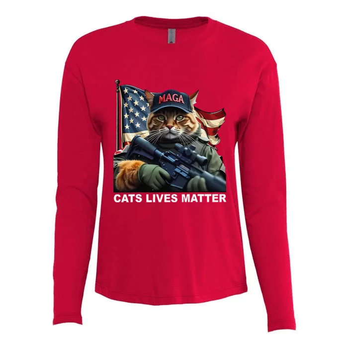 Cats Lives Matter Funny Trump 2024 Cat Maga Gift Womens Cotton Relaxed Long Sleeve T-Shirt