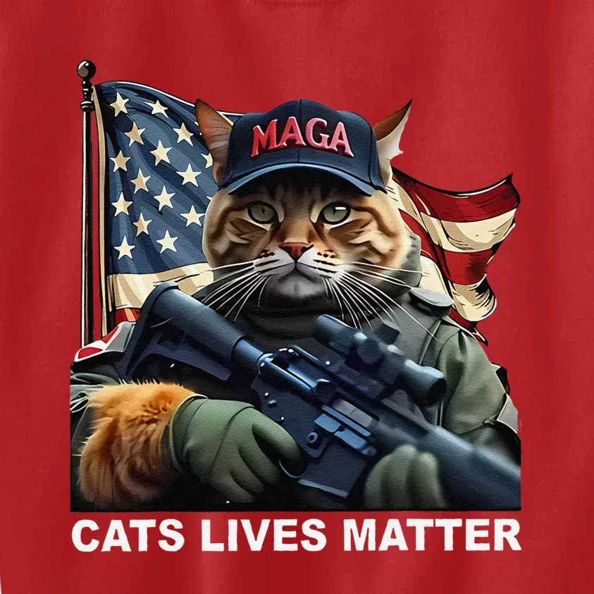 Cats Lives Matter Funny Trump 2024 Cat Maga Gift Kids Sweatshirt