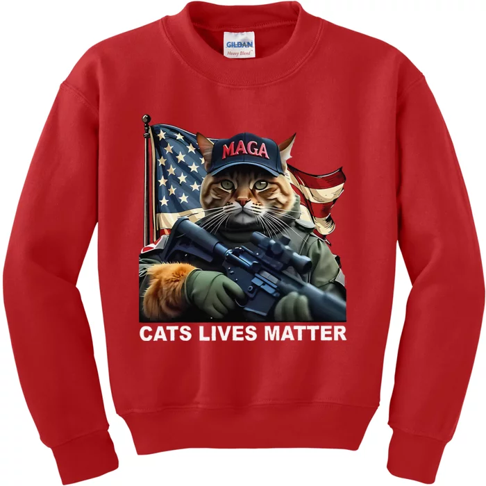 Cats Lives Matter Funny Trump 2024 Cat Maga Gift Kids Sweatshirt