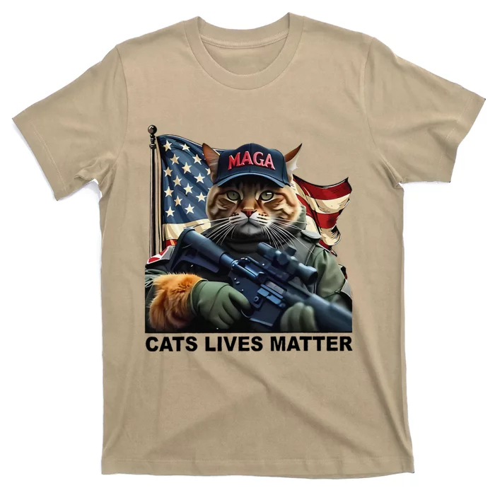 Cats Lives Matter Funny Trump 2024 Cat Maga Gift T-Shirt