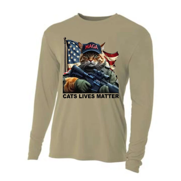 Cats Lives Matter Funny Trump 2024 Cat Maga Gift Cooling Performance Long Sleeve Crew