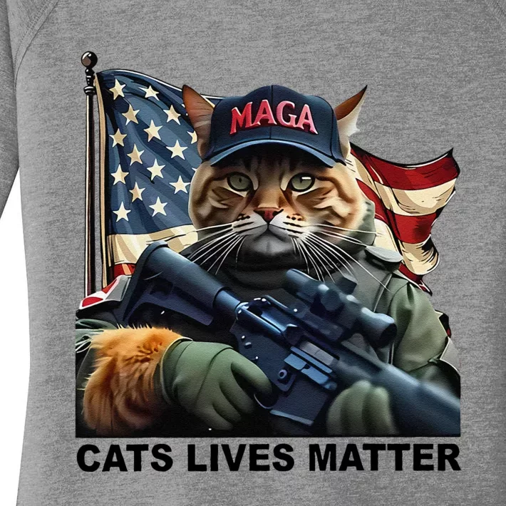 Cats Lives Matter Funny Trump 2024 Cat Maga Gift Women's Perfect Tri Tunic Long Sleeve Shirt