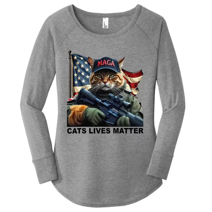 Cats Lives Matter Funny Trump 2024 Cat Maga Gift Women's Perfect Tri Tunic Long Sleeve Shirt