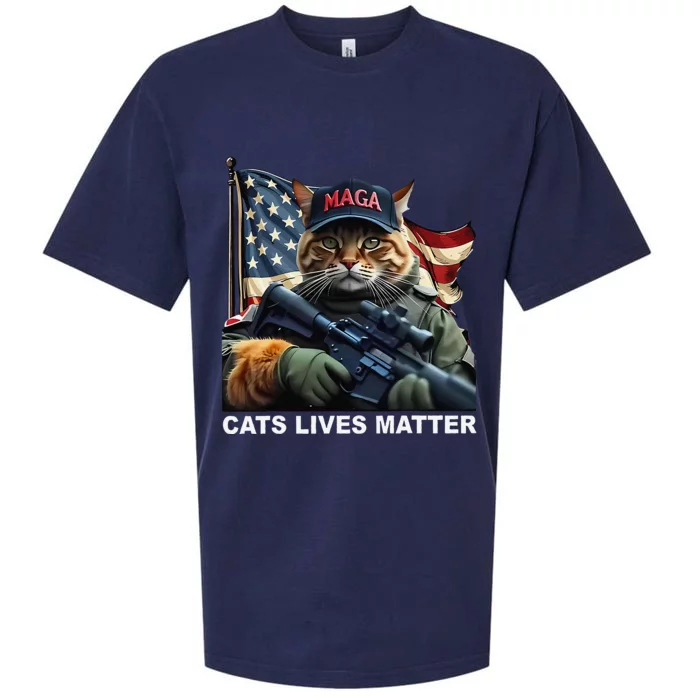 Cats Lives Matter Funny Trump 2024 Cat Maga Gift Sueded Cloud Jersey T-Shirt