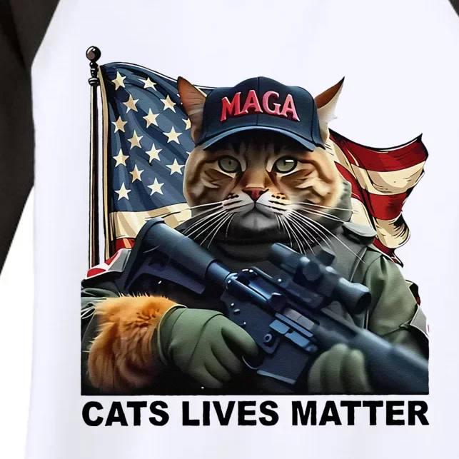 Cats Lives Matter Funny Trump 2024 Cat Maga Gift Women's Tri-Blend 3/4-Sleeve Raglan Shirt