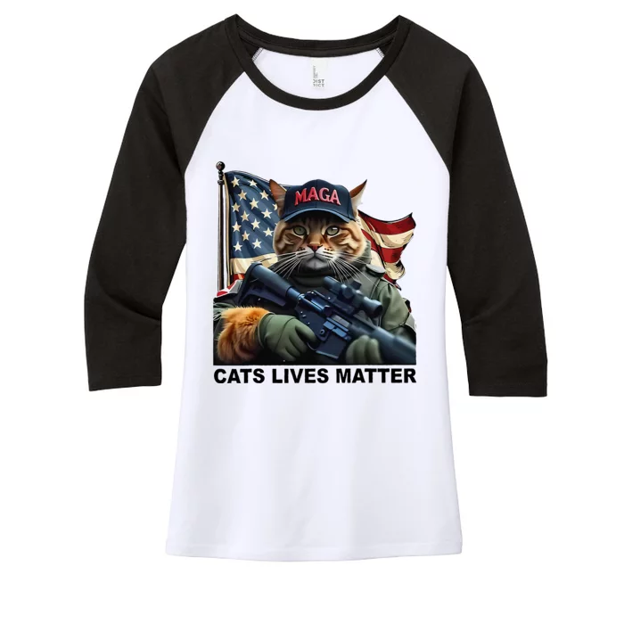 Cats Lives Matter Funny Trump 2024 Cat Maga Gift Women's Tri-Blend 3/4-Sleeve Raglan Shirt