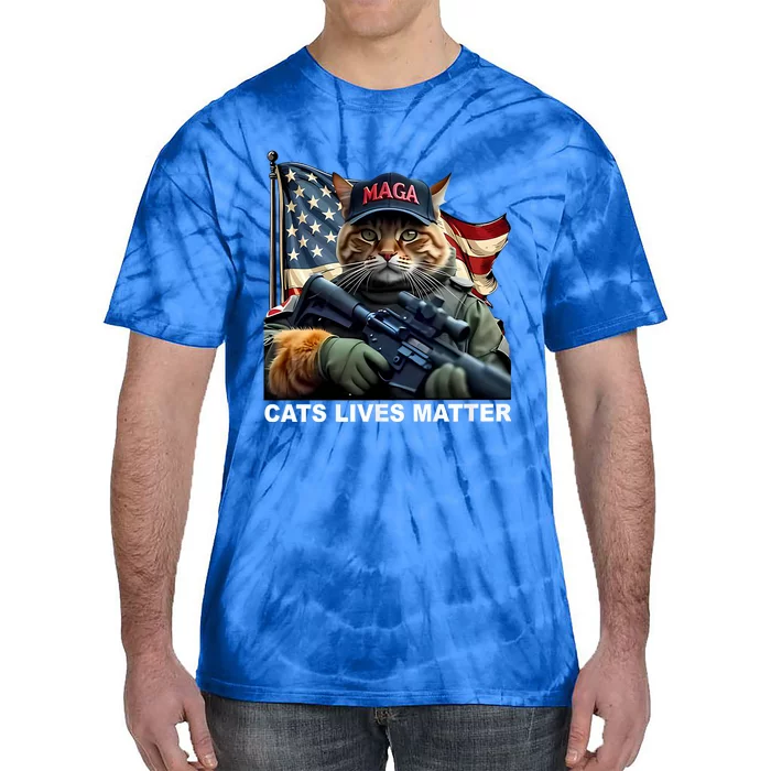 Cats Lives Matter Funny Trump 2024 Cat Maga Tie-Dye T-Shirt