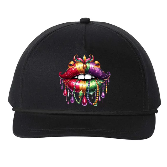 Cute Lips Mardi Gras Carnival Party Snapback Five-Panel Rope Hat