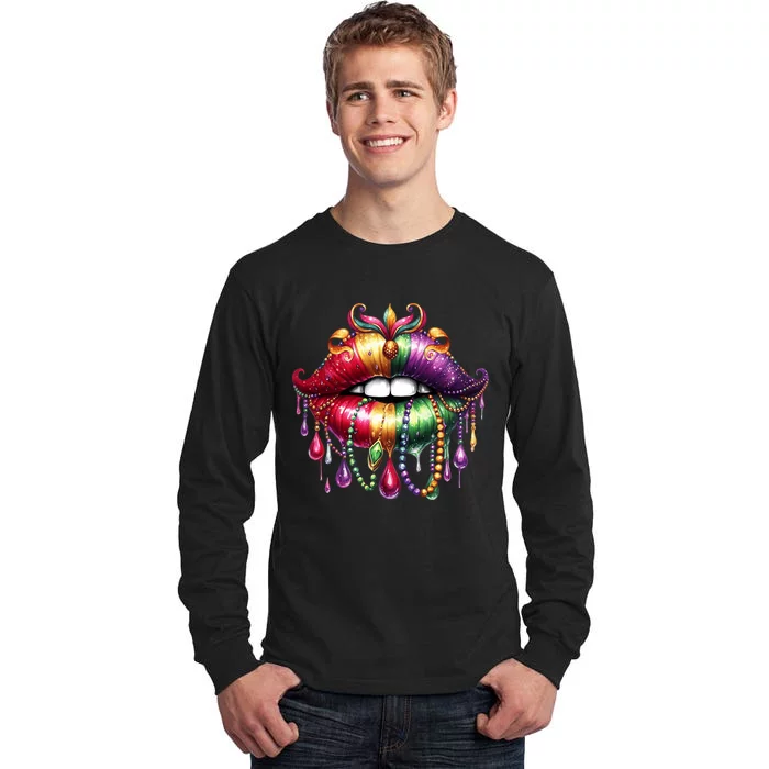 Cute Lips Mardi Gras Carnival Party Tall Long Sleeve T-Shirt