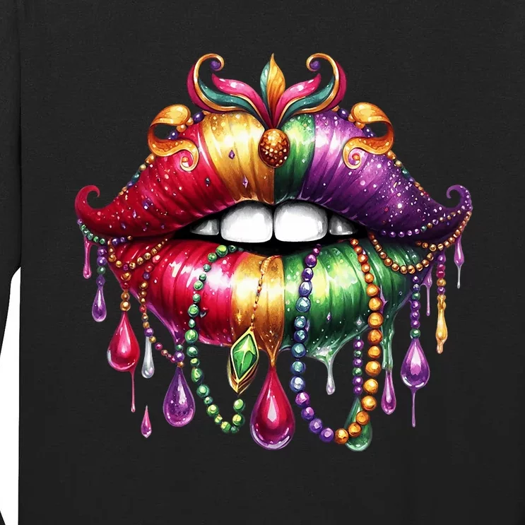 Cute Lips Mardi Gras Carnival Party Tall Long Sleeve T-Shirt