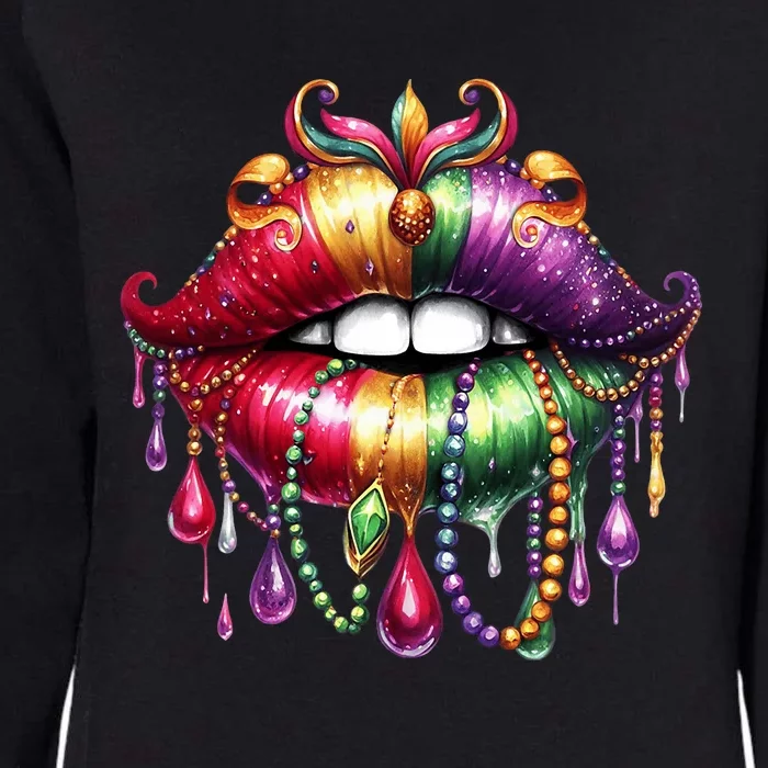 Cute Lips Mardi Gras Carnival Party Womens California Wash Sweatshirt