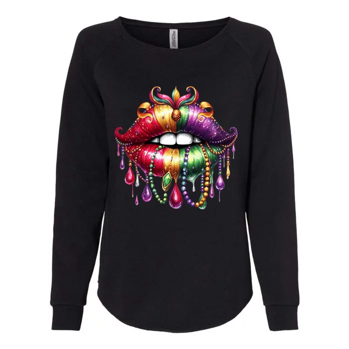 Cute Lips Mardi Gras Carnival Party Womens California Wash Sweatshirt