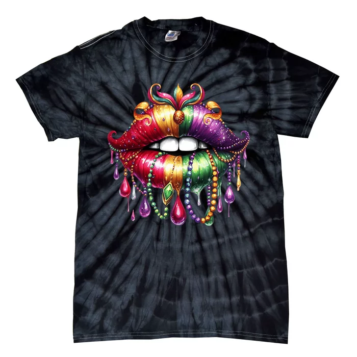 Cute Lips Mardi Gras Carnival Party Tie-Dye T-Shirt