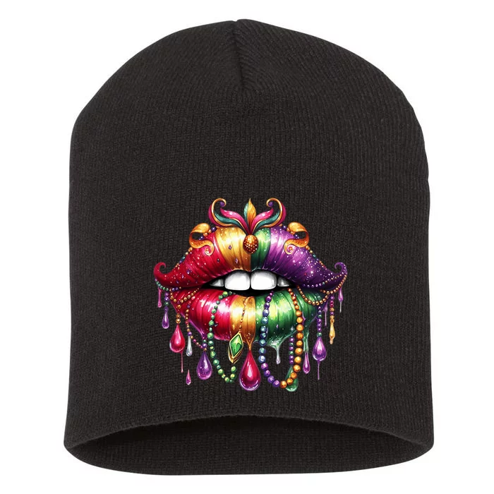 Cute Lips Mardi Gras Carnival Party Short Acrylic Beanie