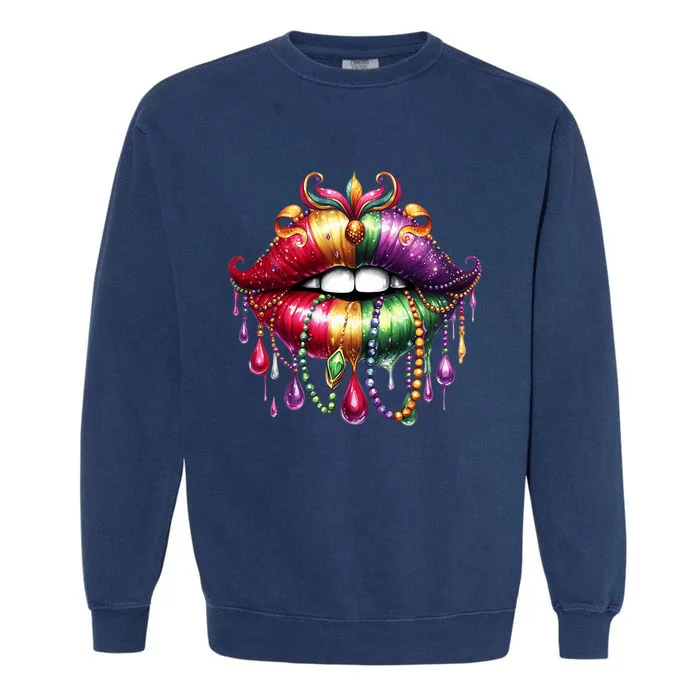 Cute Lips Mardi Gras Carnival Party Garment-Dyed Sweatshirt