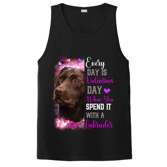 Chocolate Labrador Mom Funny Valentines Day Dog Lovers Brown Gift Performance Tank