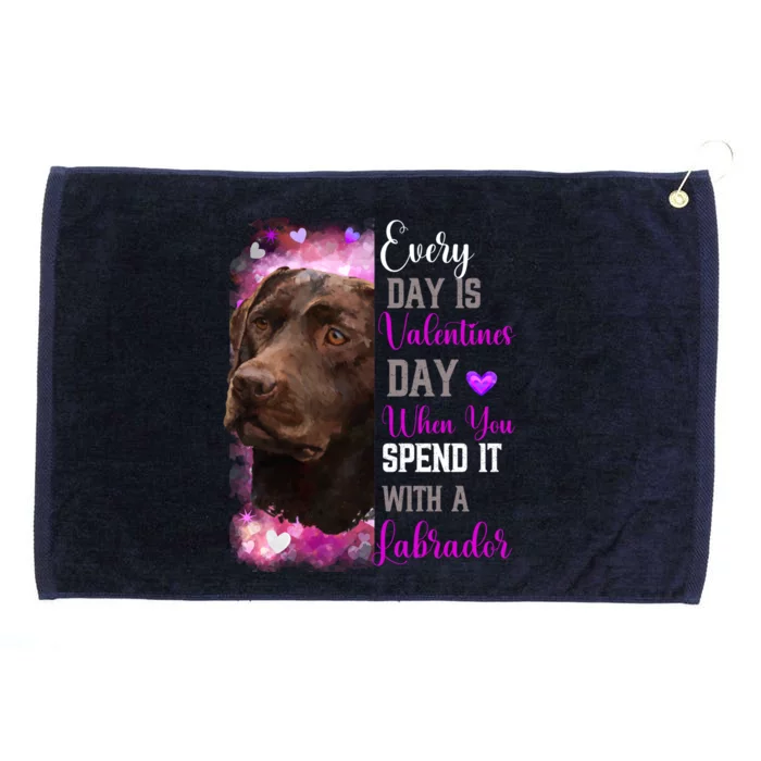 Chocolate Labrador Mom Funny Valentines Day Dog Lovers Brown Gift Grommeted Golf Towel