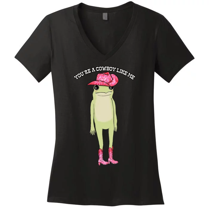 Cowboy Like Me Frog Women's V-Neck T-Shirt