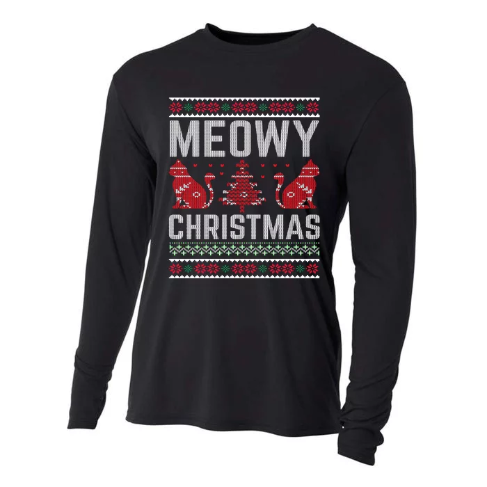 Cat Lovers Meowy Christmas Ugly Sweater Graphic Cool Xmas Trendy Cooling Performance Long Sleeve Crew