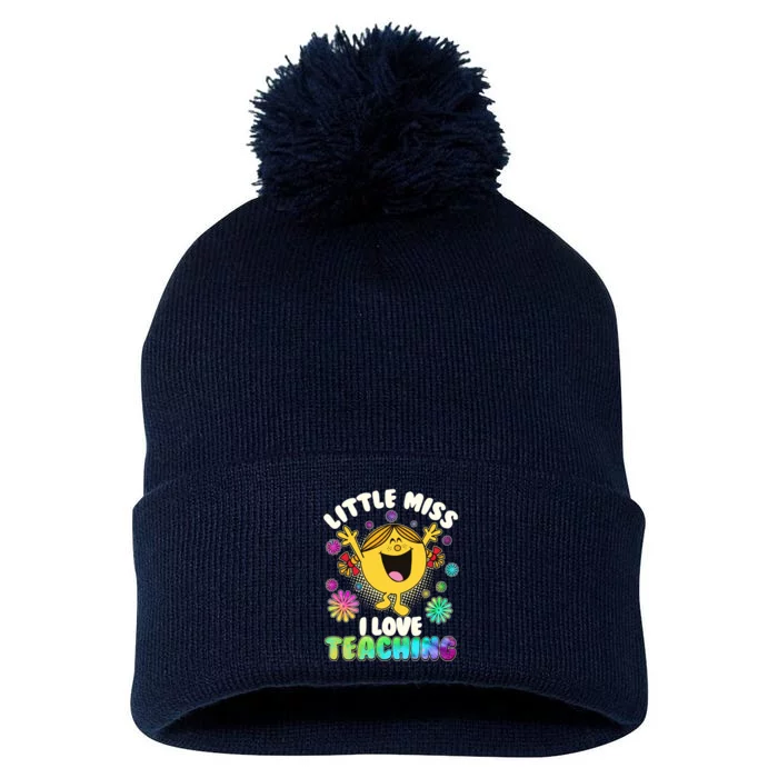 Cute Little Miss I Love Teaching Pom Pom 12in Knit Beanie