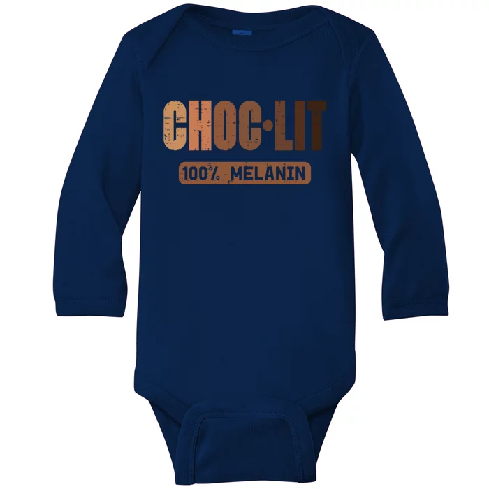 Choc Lit Melanin Black Pride History Bhm African Great Gift Baby Long Sleeve Bodysuit