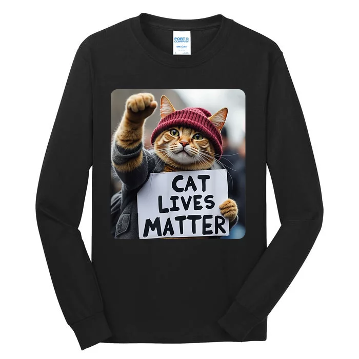 Cat Lives Matter Trump Make Pets Safe Donald Trump 2024 Cats Gift Tall Long Sleeve T-Shirt