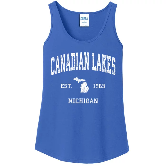 Canadian Lakes Michigan Mi Vintage Athletic Ladies Essential Tank