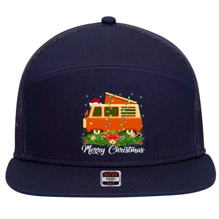 Camper Lover Matching Santa Hat Camper Van Christmas Gift 7 Panel Mesh Trucker Snapback Hat