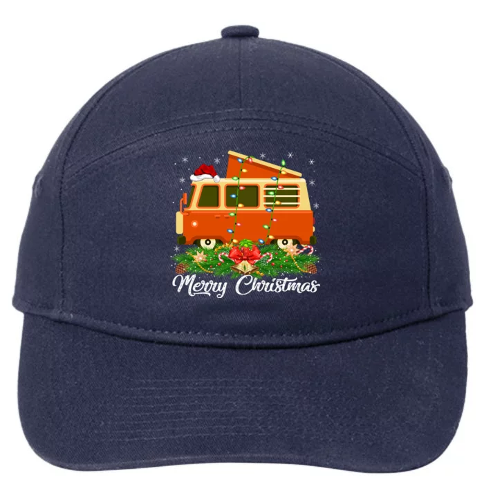 Camper Lover Matching Santa Hat Camper Van Christmas Gift 7-Panel Snapback Hat