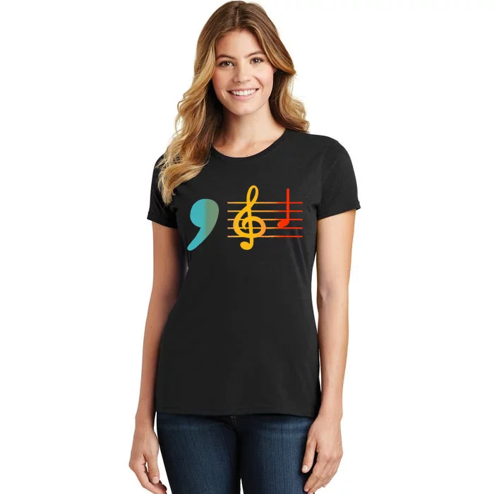 Comma La Music Notes Kamala Harris Music Teacher Elections Women's T-Shirt