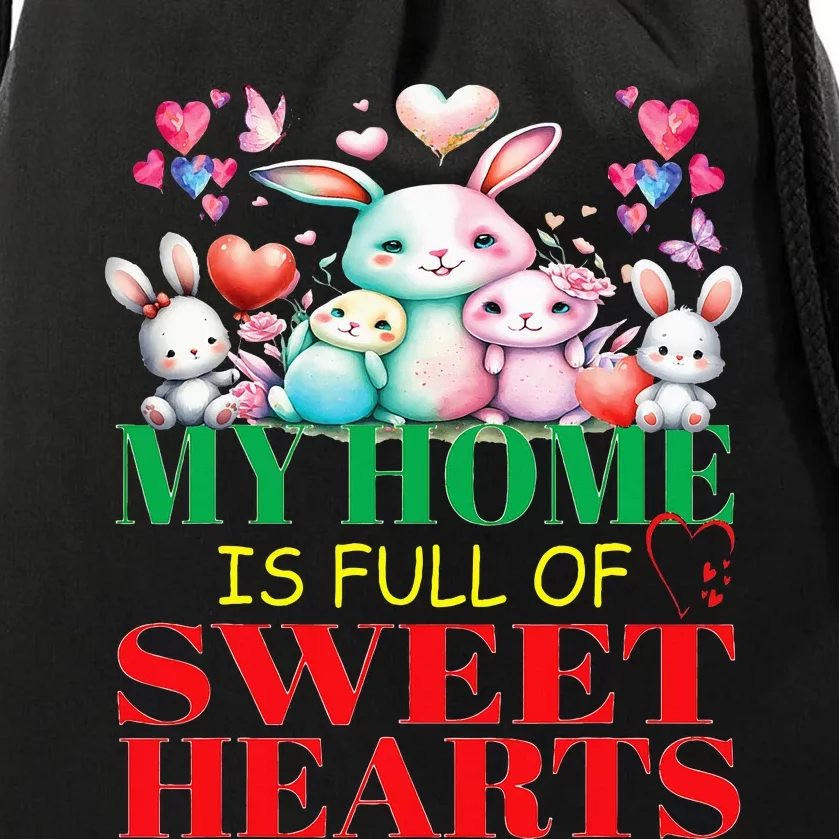 Cute Lovely My Home Is Full Of Sweet Hearts Valentines Day Drawstring Bag