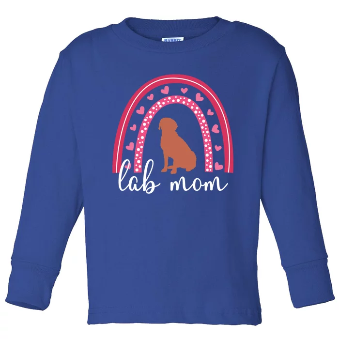 Chocolate Lab Mom Valentine's Day Labrador Rainbow Gift Toddler Long Sleeve Shirt