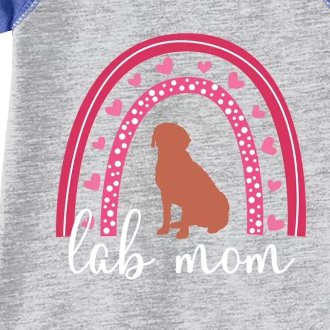 Chocolate Lab Mom Valentine's Day Labrador Rainbow Gift Infant Baby Jersey Bodysuit